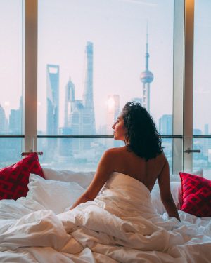 W Shanghai women looking at the Bund